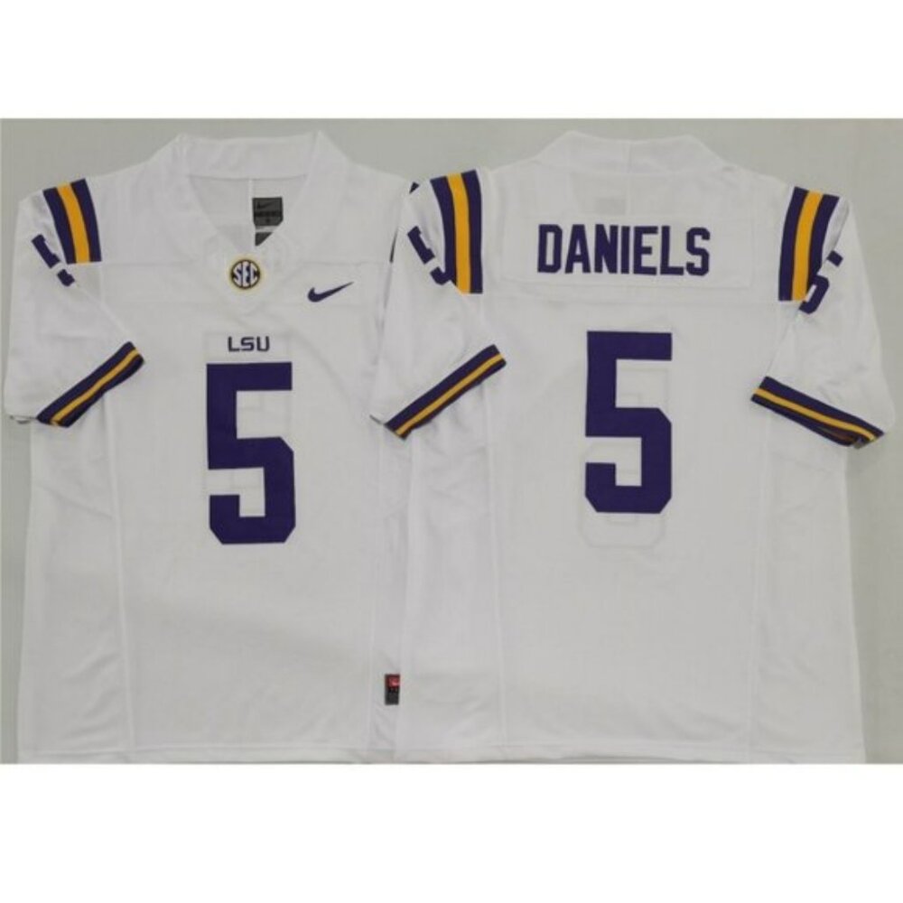 Mens Kids Jayden Daniels Stitched Jersey White